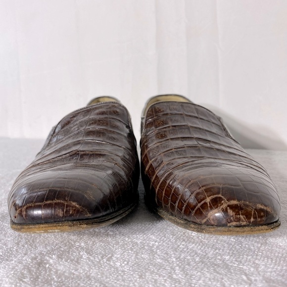 Vintage Mauri 2372 140 Brown Alligator Leather Slip On Loafers Dress Shoes 10.5 - Picture 13 of 14